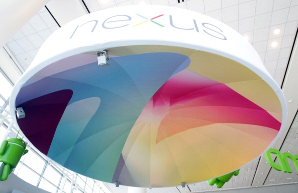 Nexus display A Nexus display hangs at Google's Developers Conference in San Francisco, California.