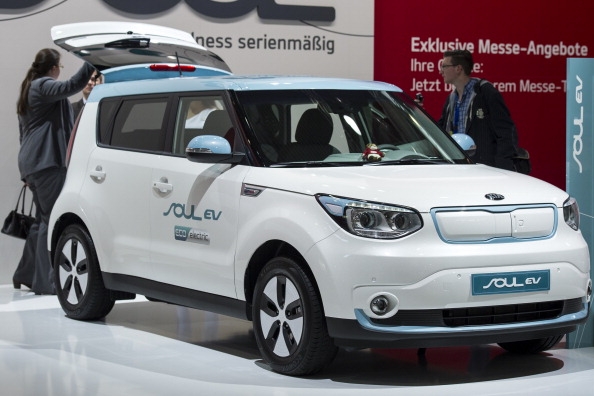 The new Kia Soul EV is seen at the 2014 AMI Auto Show