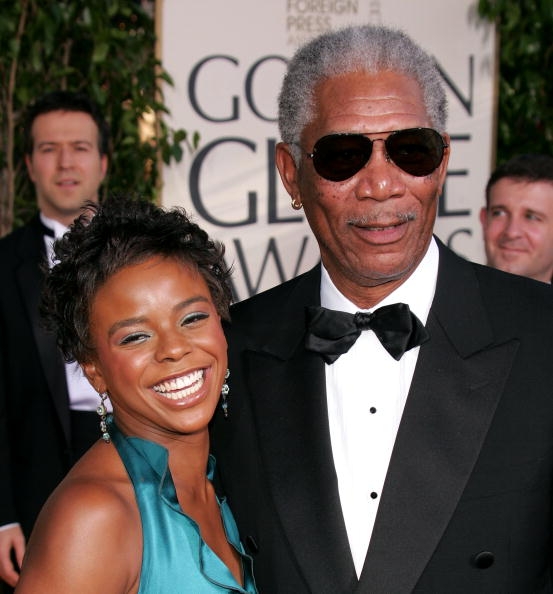 Actor Morgan Freeman and E'Dena Hines arrive to the 62nd Annual Golden Globe Awards at the Beverly Hilton Hotel in Beverly Hills, California.