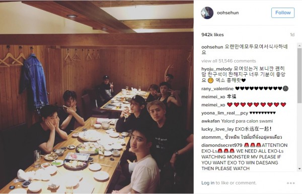 EXO Members Eating A meal together