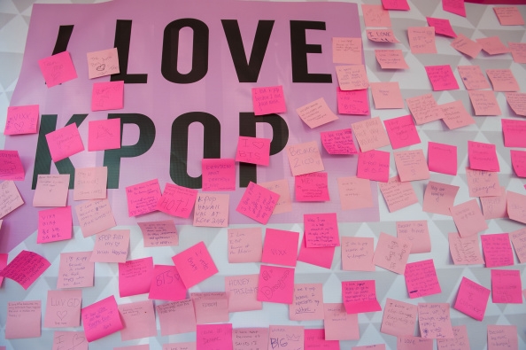 post-it messages were stuck on a board that says 