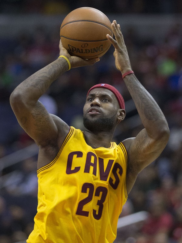 LeBron James of the Cleveland Cavaliers in a game against the Washington Wizards at Verizon Center on November 21, 2014 in Washington, DC.
