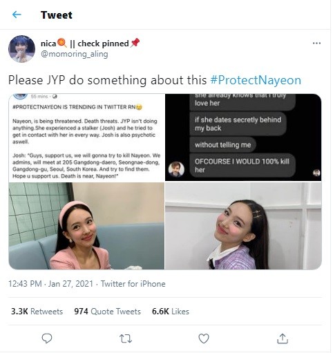 TWICE Nayeon's Stalker Allegedly Threatens To Kill Her If She