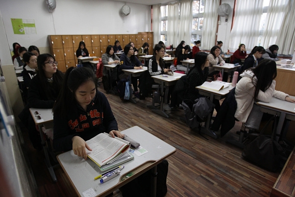 South Korean students take their College Scholastic Ability Test